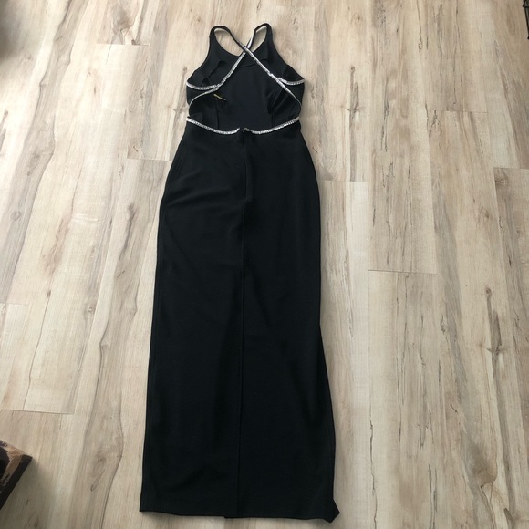 Vintage 90s Algo Black Backless Rhinestone Maxi Dress - Picture 12 of 13